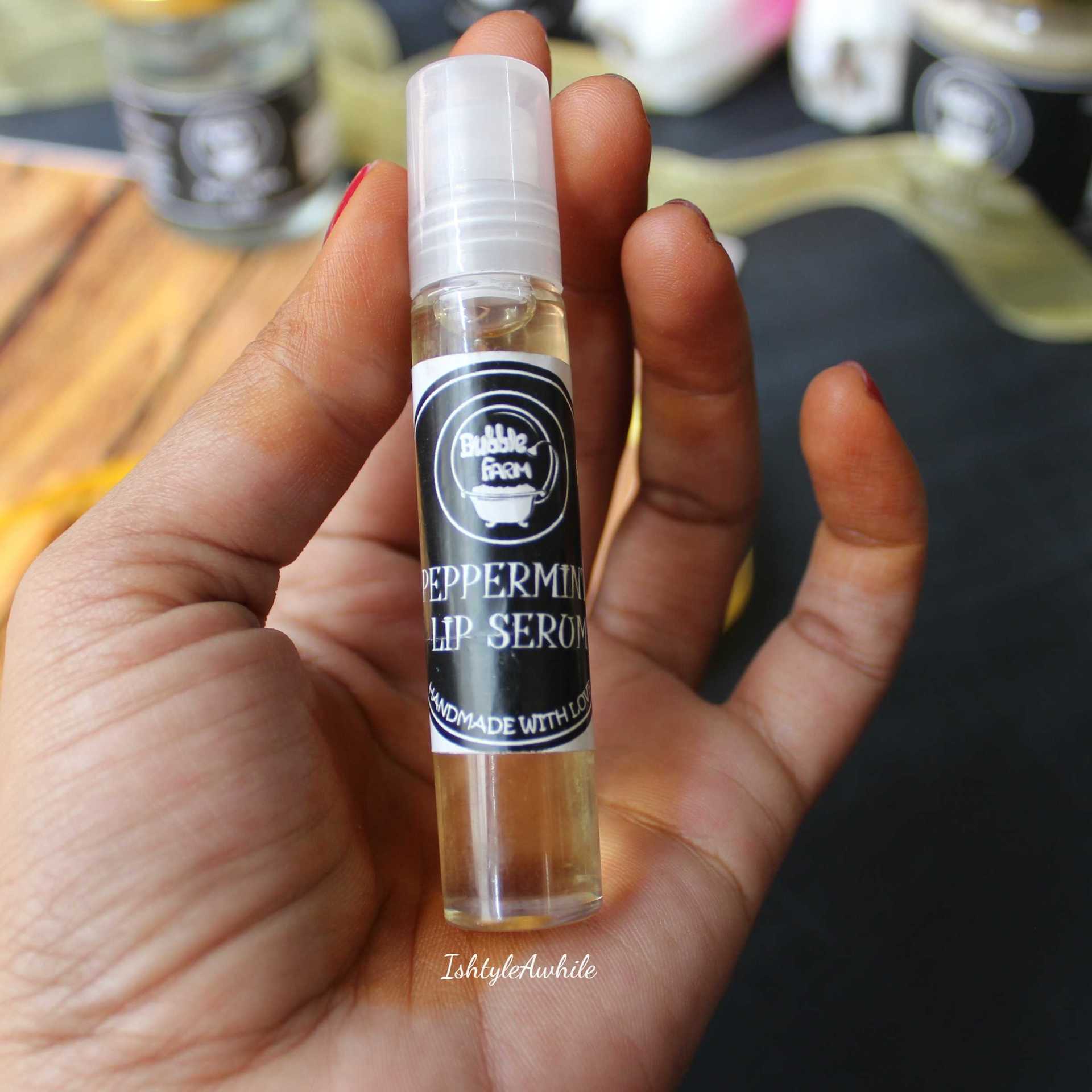 IshtyleAwhile Indian natural skincare Bubble farm best seller peppermint lip serum